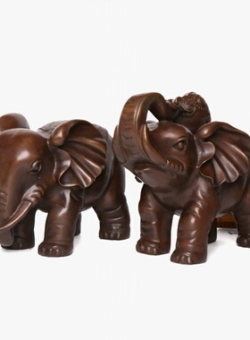 铜大象摆件一对如意元宝象中式招财客厅入户门口吸水象办公室摆设