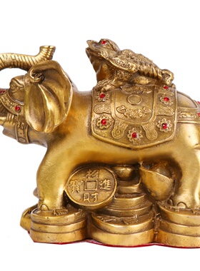 铜大象背上金蟾摆件大象元宝金蟾客厅办公室装饰工艺品开业礼品