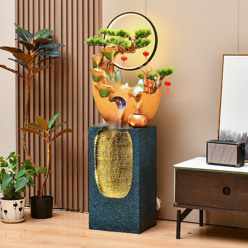 轻奢款流水摆件循环水客厅装饰水景风水轮招财假山喷泉办公室落地