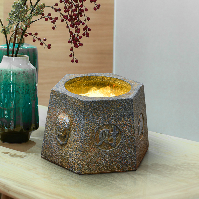 复古流水摆件循环水桌面喷泉财源滚滚流水生财办公室店铺开业送礼