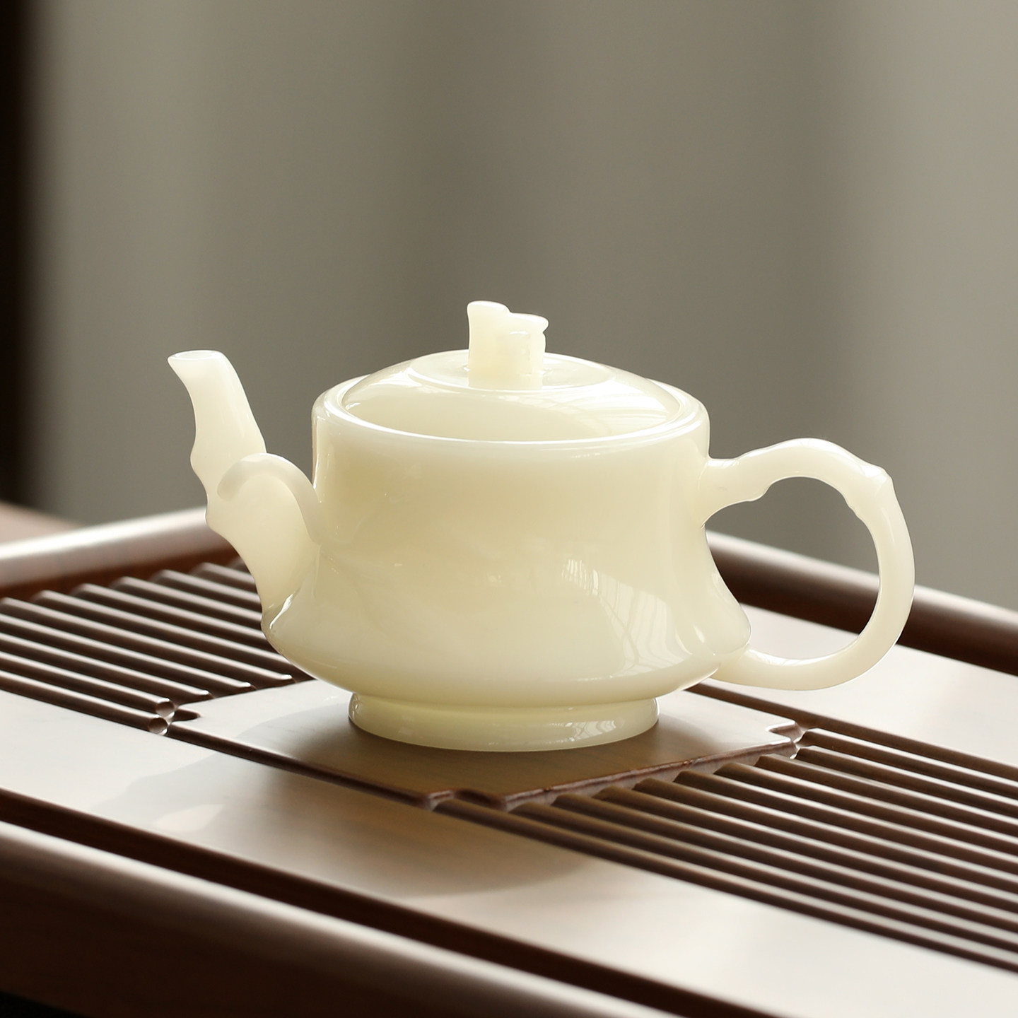 高档茶壶手工白瓷茶具泡茶壶功夫茶杯浮雕璞玉陶瓷茶具德化泡茶碗