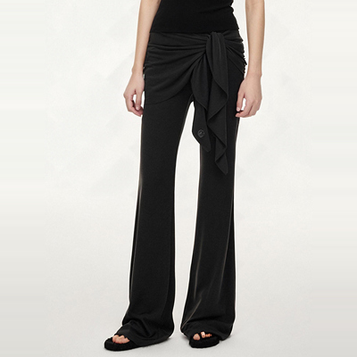 绑带屁帘微喇休闲裤女