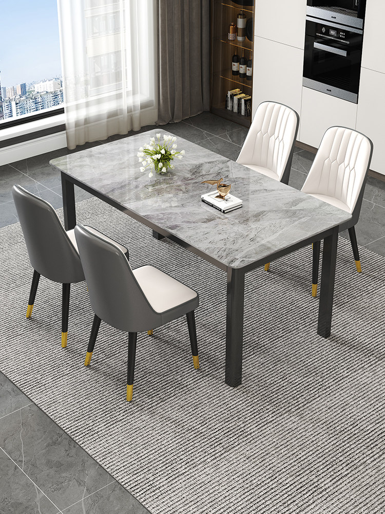 岩板餐桌家用小户型客厅现代简约轻奢饭桌子长方形理石餐桌椅组合,住宅家具,岩板餐桌,淘宝优惠券,粉丝福利购,淘宝优惠卷