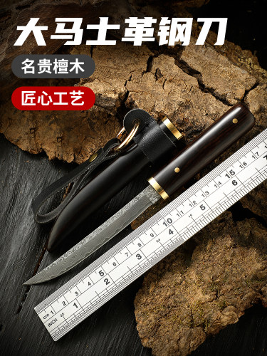 日式大马士革钢刀锋利高硬度水果刀家用高档户外小刀便携随身直刀