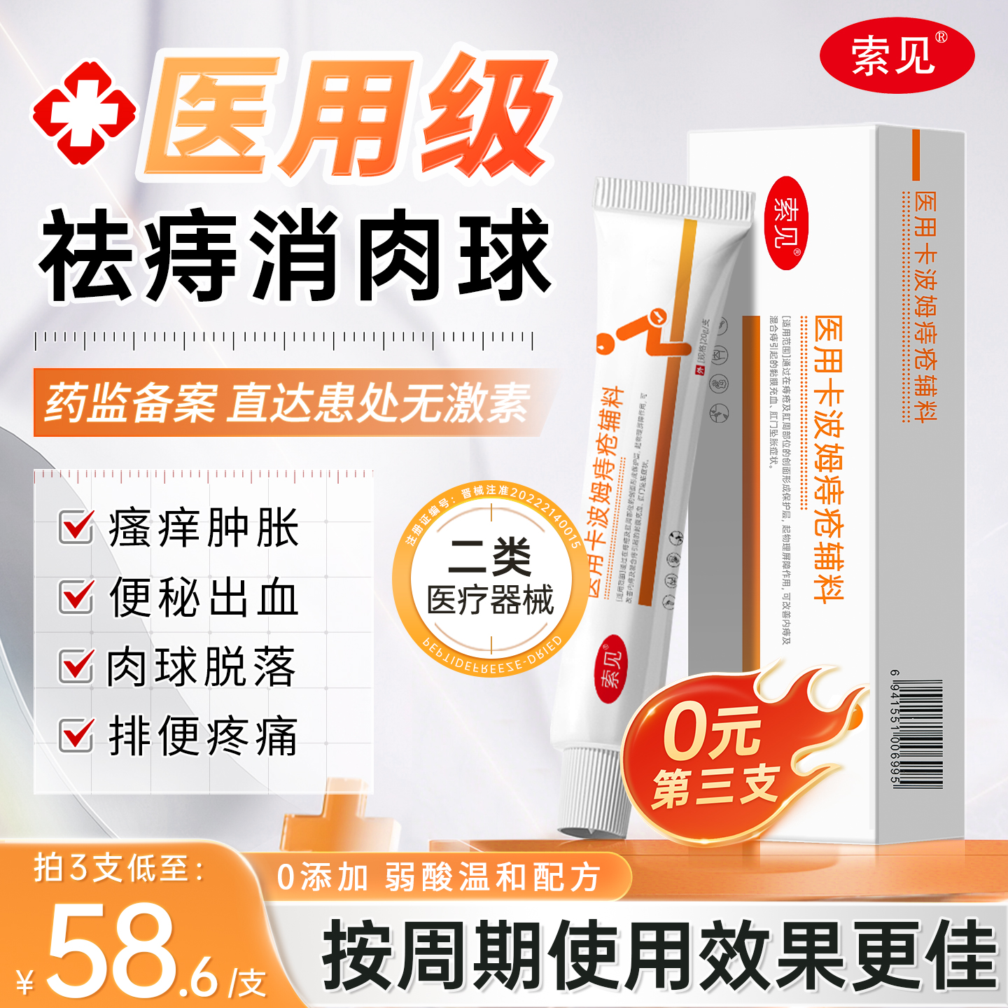 索见痔疮膏sulc膏凝胶医用卡波姆敷料肛门混合痔内外用膏所见