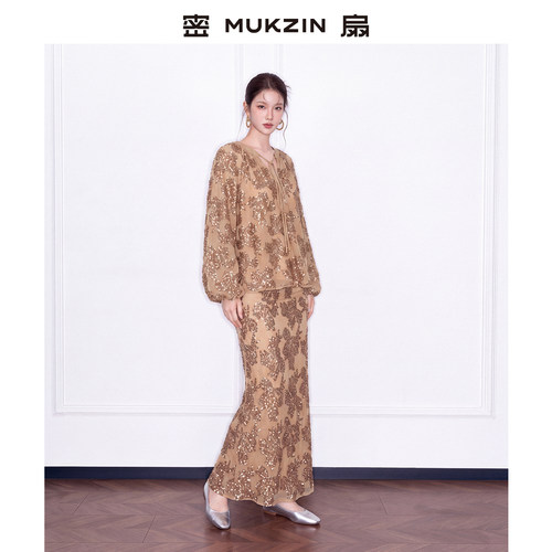 新中式重工刺绣亮片衬衫套装