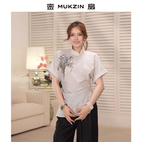 设计感新中式刺绣亚麻上衣
