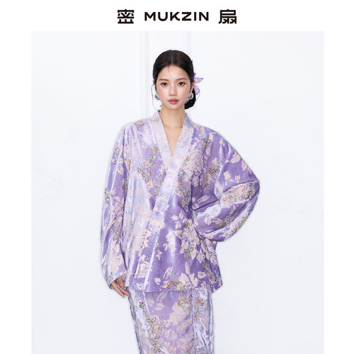 「松间花月夜」紫色新中式套装