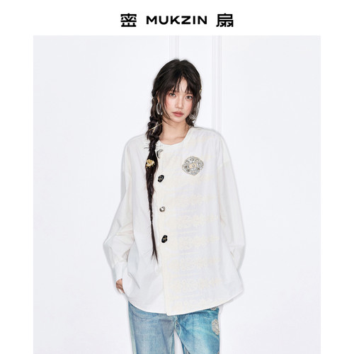 钩织蕾丝宽松新中式设计感衬衫