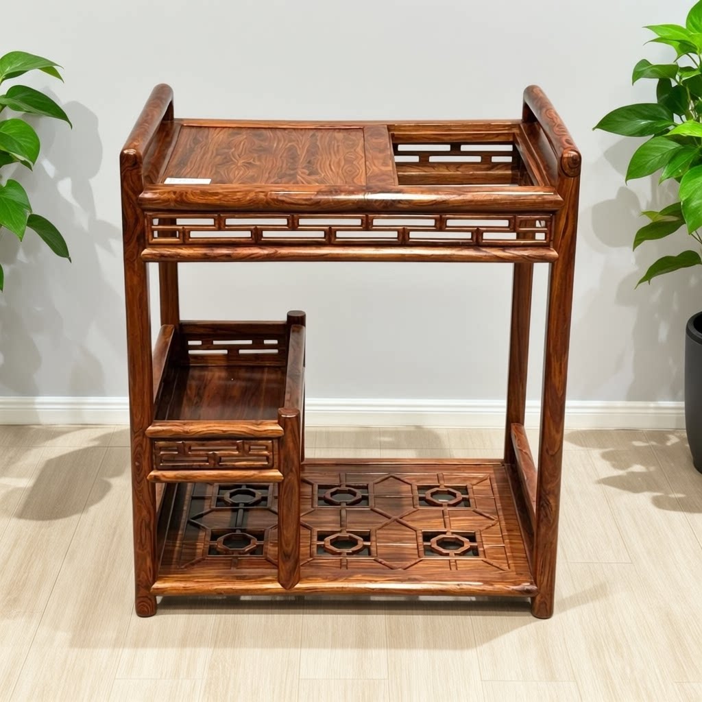 海南黄花梨新中式茶水柜家用办公室边柜茶叶收纳储物餐边柜茶水台