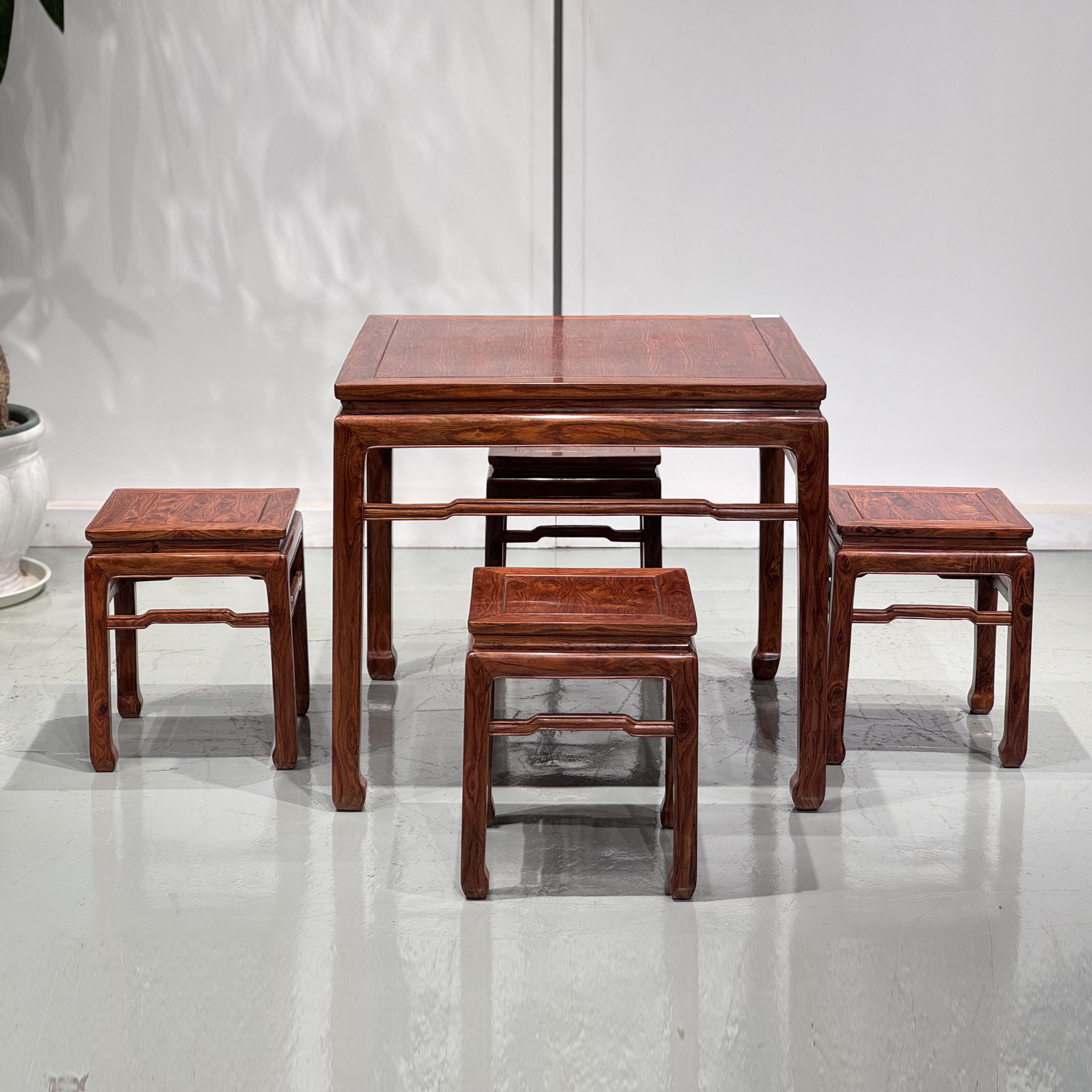 新中式棋牌桌四方桌海南黄花梨八仙桌打牌桌茶桌正方形餐桌椅组合