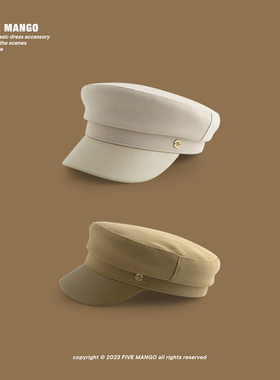 FiveMango平顶jun帽八角帽男女英伦画家贝雷pu报童帽秋冬复古潮人