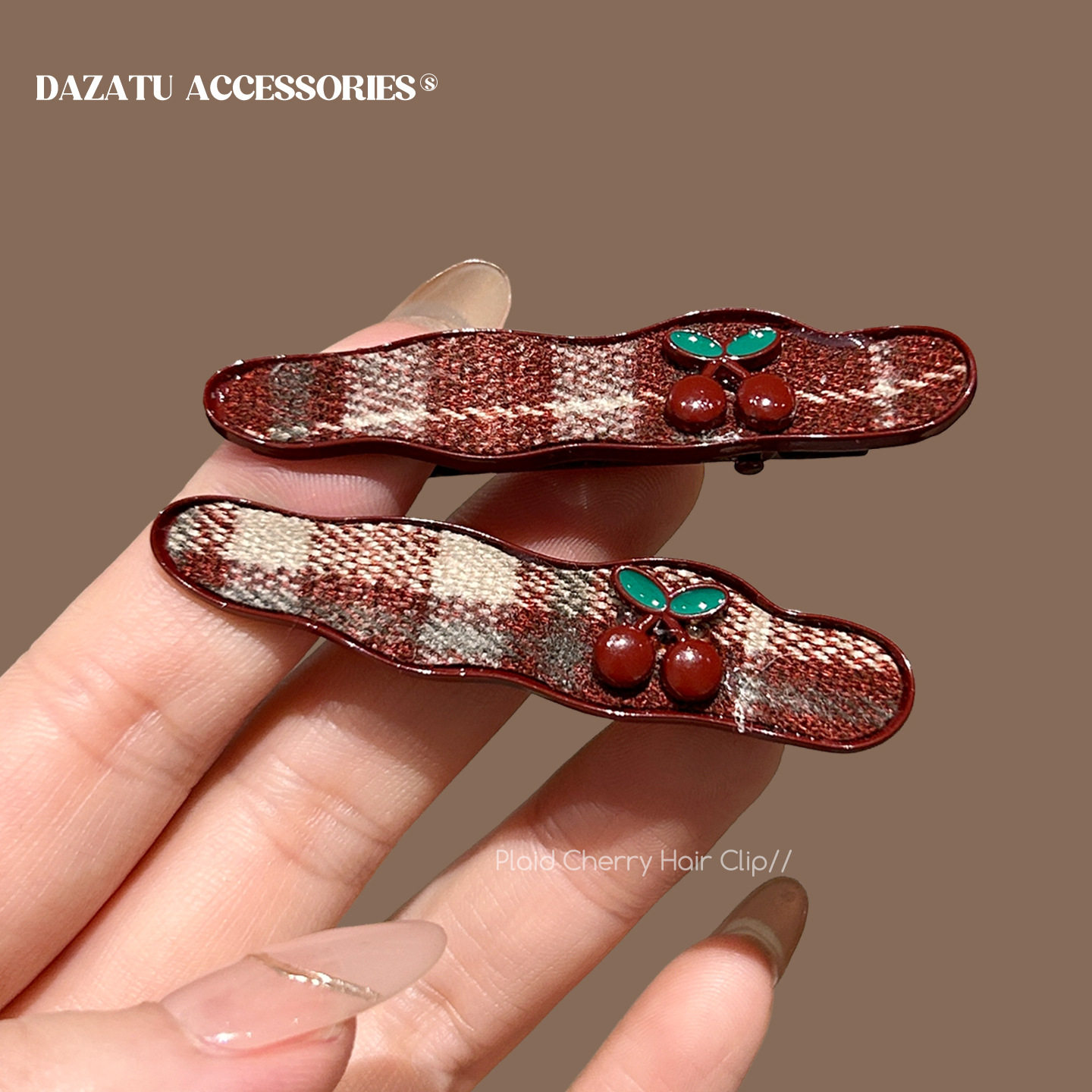 甜美可爱ins风樱桃格纹发夹女新款时尚百搭发卡碎发整理侧边夹子,饰品/流行首饰/时尚饰品新,民族风发饰,淘宝优惠券,粉丝福利购,淘宝优惠卷