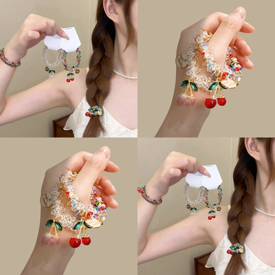 韩系高级感水晶樱桃手链两用发圈