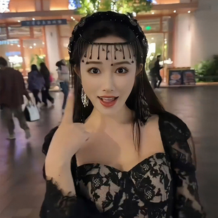 西域秋冬遮发缝丝绒花朵流苏发箍女款 高颅顶头箍发卡头饰 2025新款