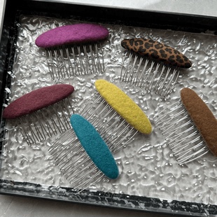 椭圆布艺倒插梳发夹发梳碎发整理神器刘海侧边公主头发丸子头夹子