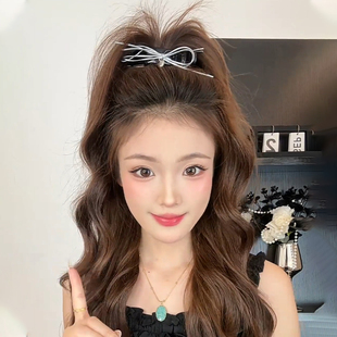 银色蝴蝶结高马尾抓夹女2025新款高级感后脑勺丸子头的发夹头饰