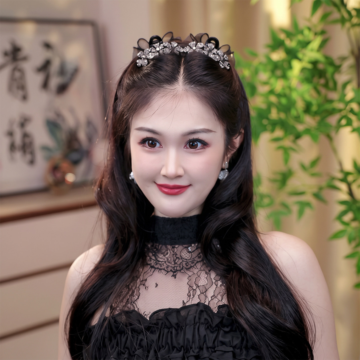 太阳花满钻蝴蝶结AB面高端抓夹图片