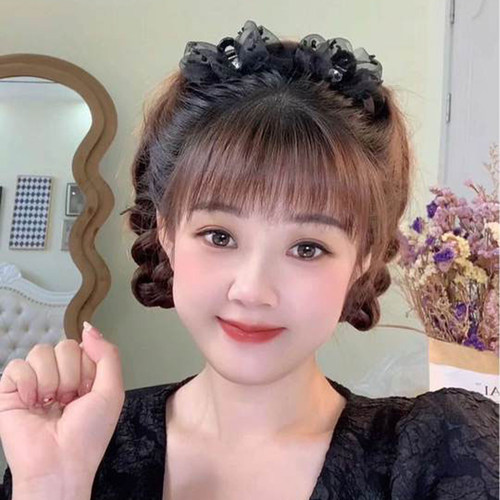 公主头盘发波点蝴蝶结抓夹发卡