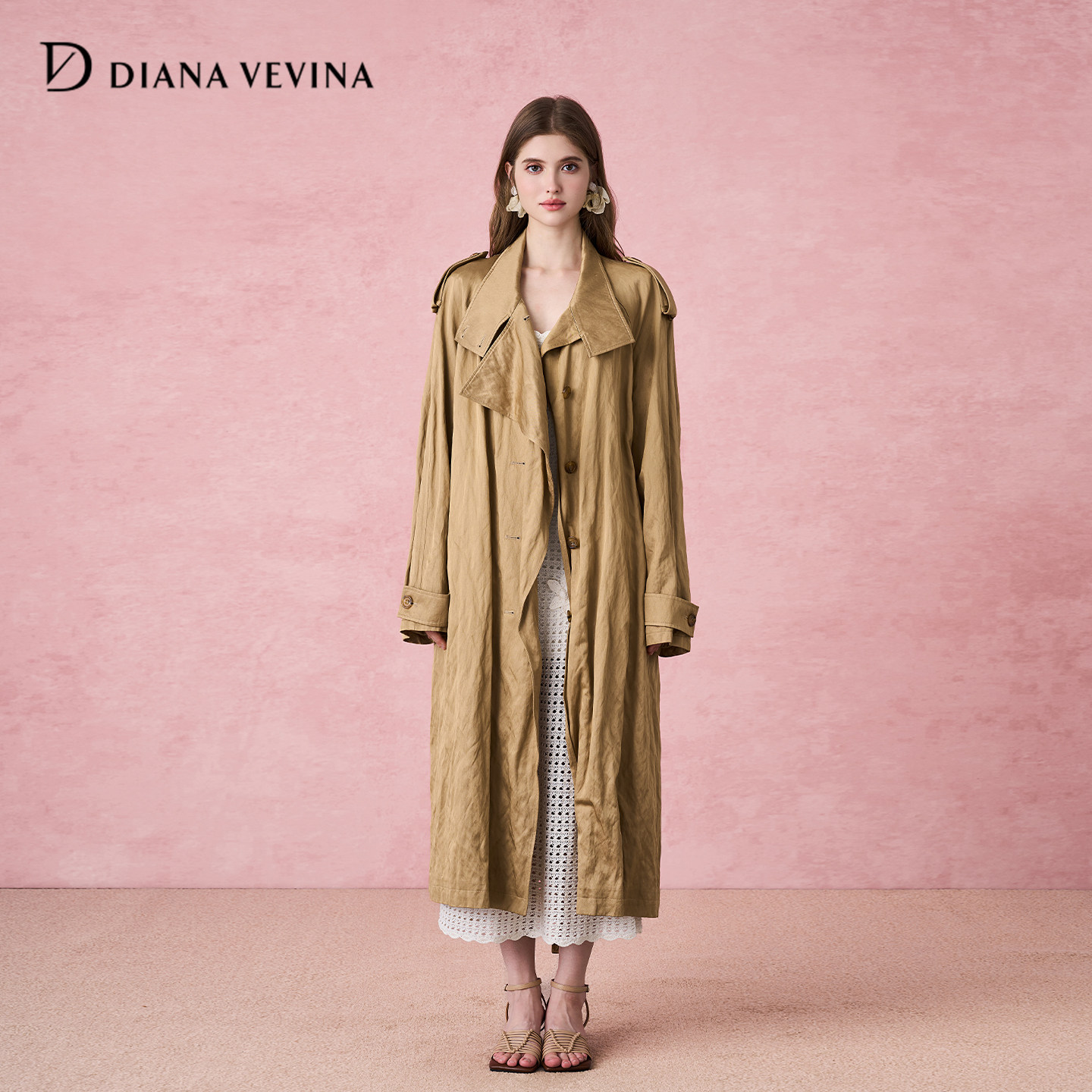 【董璇同款】DIANAVEVINA秋冬新品长款风衣女宽松工装风外套,女装/女士精品,风衣,淘宝优惠券,粉丝福利购,淘宝优惠卷