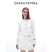 DIANA VEVINA小香风套装 女夏白色气质名媛高级设计感上衣半裙23SS