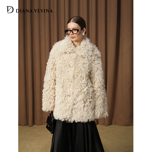 皮草外套 提格拉多羊圈毛皮毛一体中长款 DIANA VEVINA冬新款