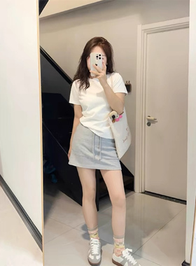盐系小白体白色短袖t恤女百搭显瘦2026夏季新款爆款内搭修身上衣