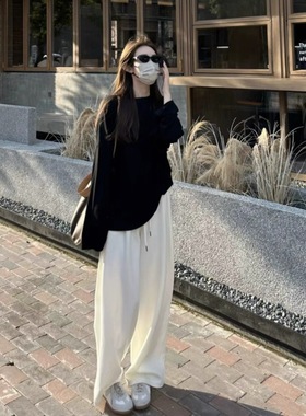 盐系设计感小众黑色长袖t恤女松弛慵懒风2025春秋上衣百搭ins内衬