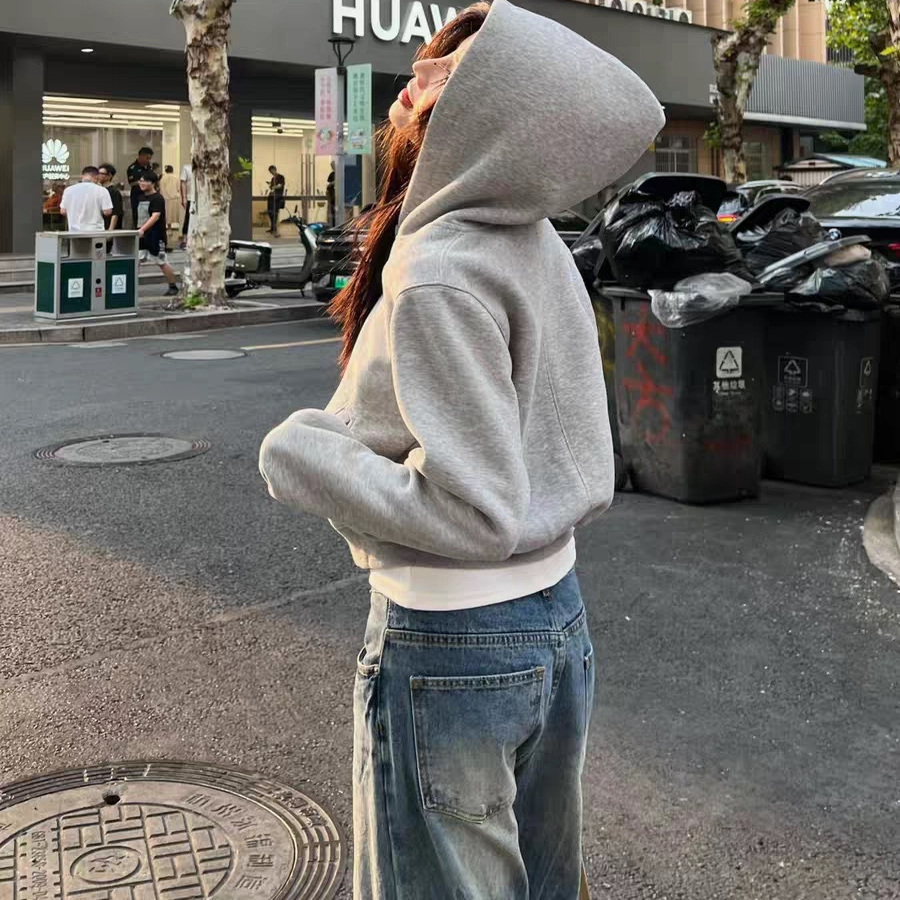 韩系小个子穿搭纯棉短款外套女
