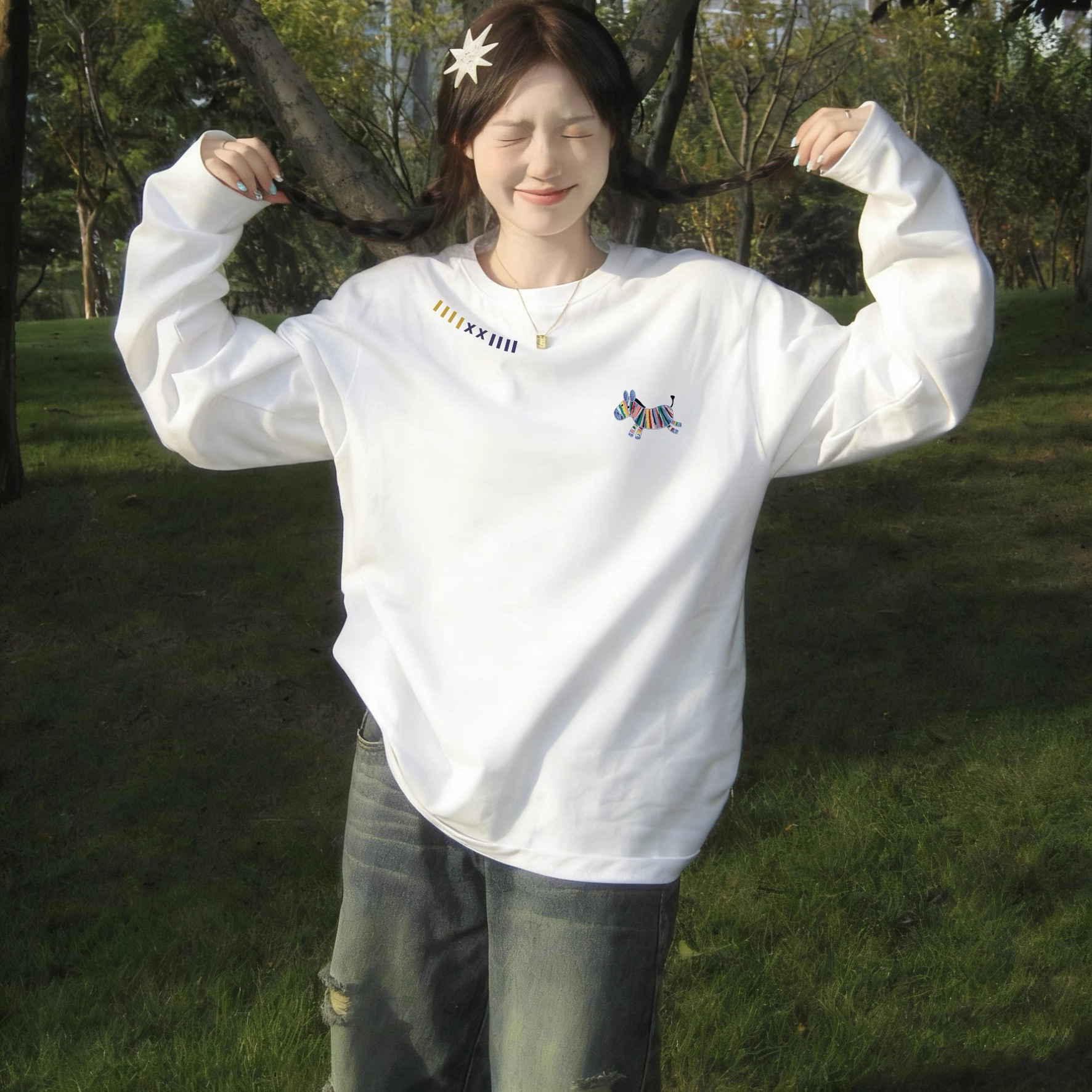 100%纯棉白色长袖t恤女百搭内衬