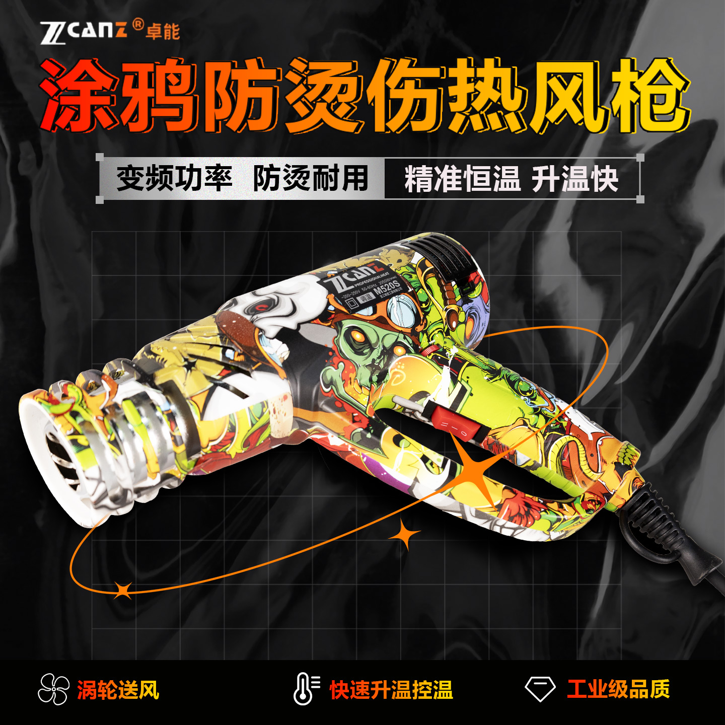 贴膜大功率调温电烤枪防烫热风枪