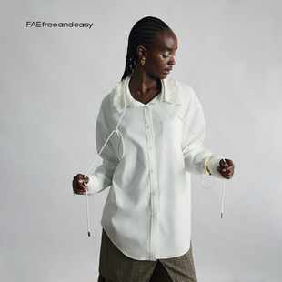 可拆卸荷叶边领白衬衫 霓雀无界 秋冬气质通勤百搭上衣 FAE
