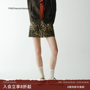 新款 辣妹豹纹牛仔短裙春季 美式 立体袋显瘦包臀a字裙 FAE