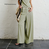 2025春夏宽松直筒休闲裤 莱赛尔内褶阔腿裤 FAE 平和圣光