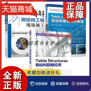 3册 正版 图解钢结构工程现场施工 Structures钢结构BIM应用 Structures 钢结构建模实例教程 Tekla 20.0 建筑钢结构设计安