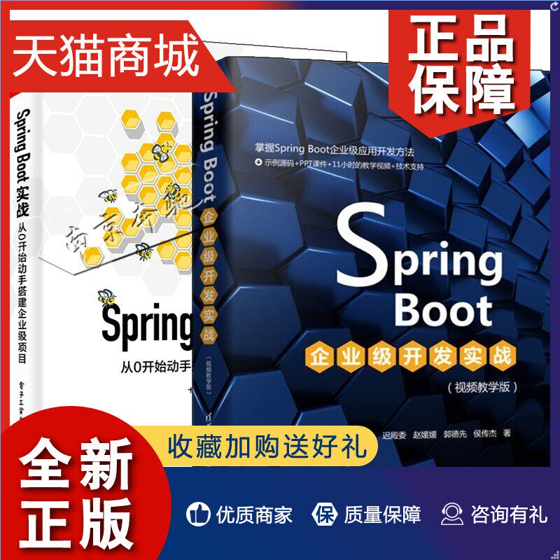 正版 2册Spring Boot企业级开发实战 视频教学版 迟殿委+Spring Boot实战从0开始动手搭建企业级项目Spring MVC开发Spring Boot开高性价比高么？