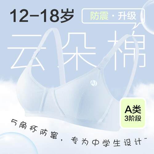 少女内衣初高中学生二三阶段青春发育期背心运动防震大童纯棉文胸