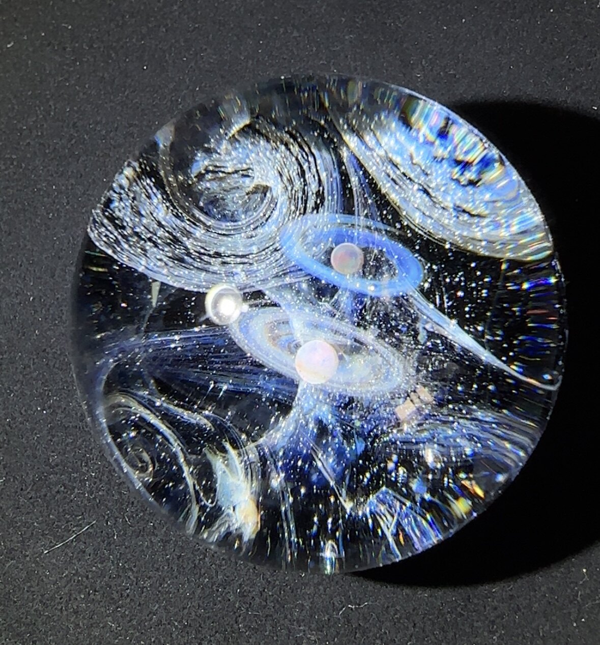 琉璃玻璃水晶球宇宙星空球手工摆件炫彩极光家居水晶摆台送支架