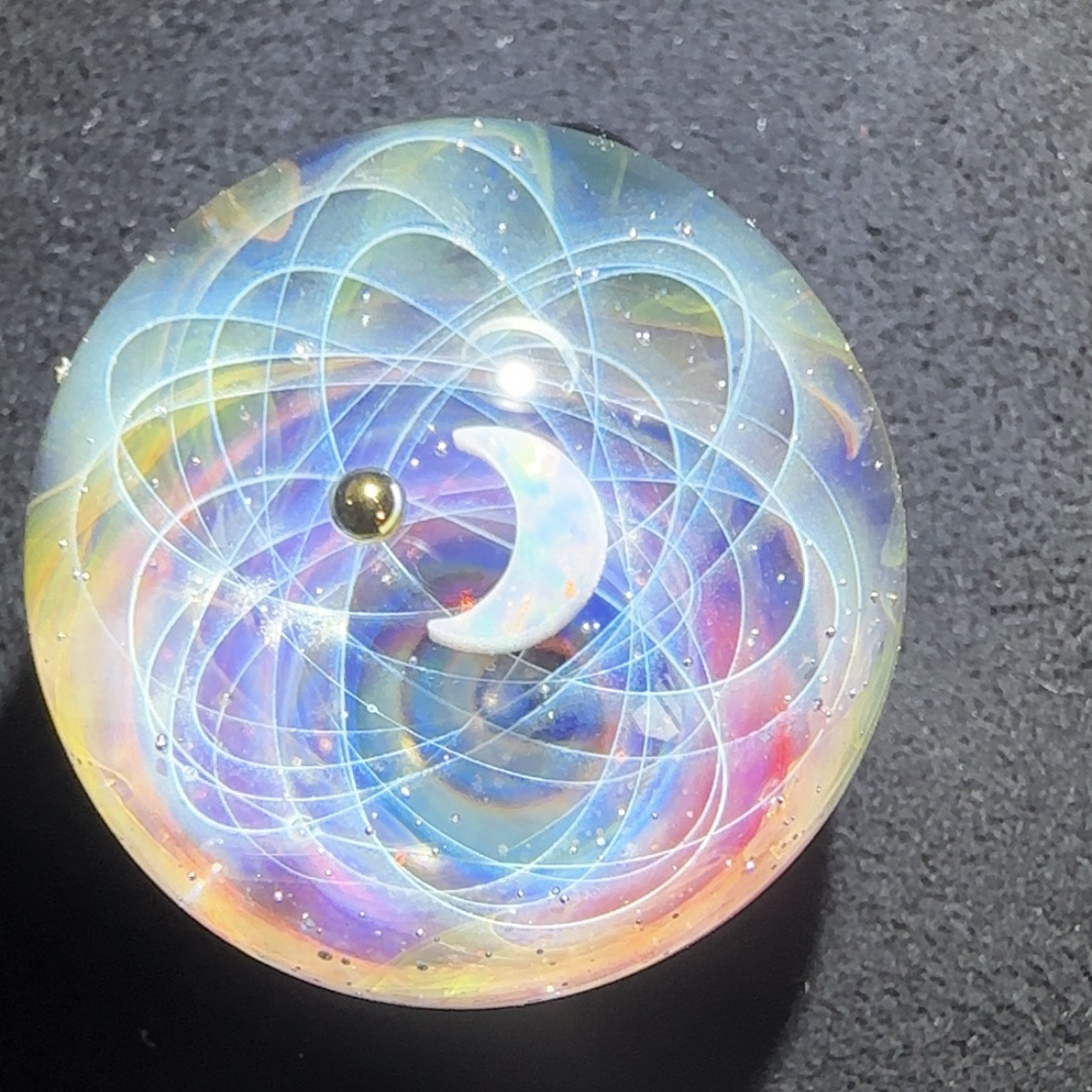 超炫梦幻彩虹琉璃玻璃星空球吊坠，蓝星最炫月亮金珠版银河系项链
