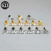 G23钛内螺纹唇钉耳骨钉锆石耳钉精致小巧皇冠树叶剑简约百搭1.2mm