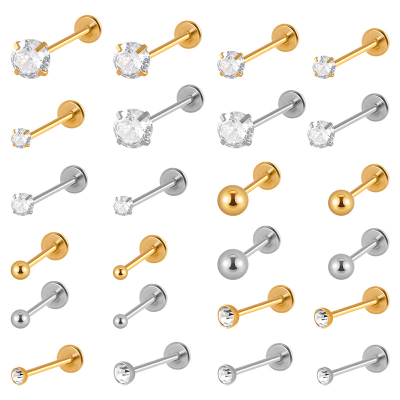 镶锆石插针款唇钉耳钉