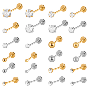 食人花 镶锆石插针款鼻钉耳钉耳骨钉唇钉辣妹小众钛钢穿刺饰品女