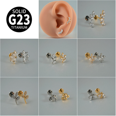 G23钛超闪锆石内螺纹唇钉耳钉