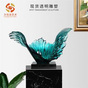 现货欧式风格透明树脂浪花工艺品家居样板房别墅酒店书房摆件装饰