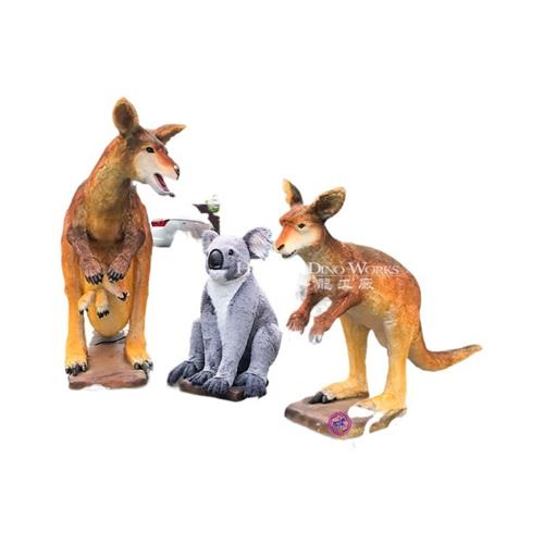 仿真动物制作源头厂家纯手工贴毛袋鼠考拉电动模型摆件