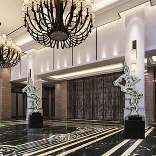 欧式树脂电镀几何形银雕塑摆件样板房客厅酒店客厅室内装饰工艺品