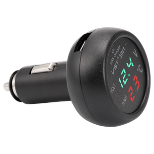 汽车点烟器电压表数显车载电瓶监测仪器电池电量显示器车内温度计