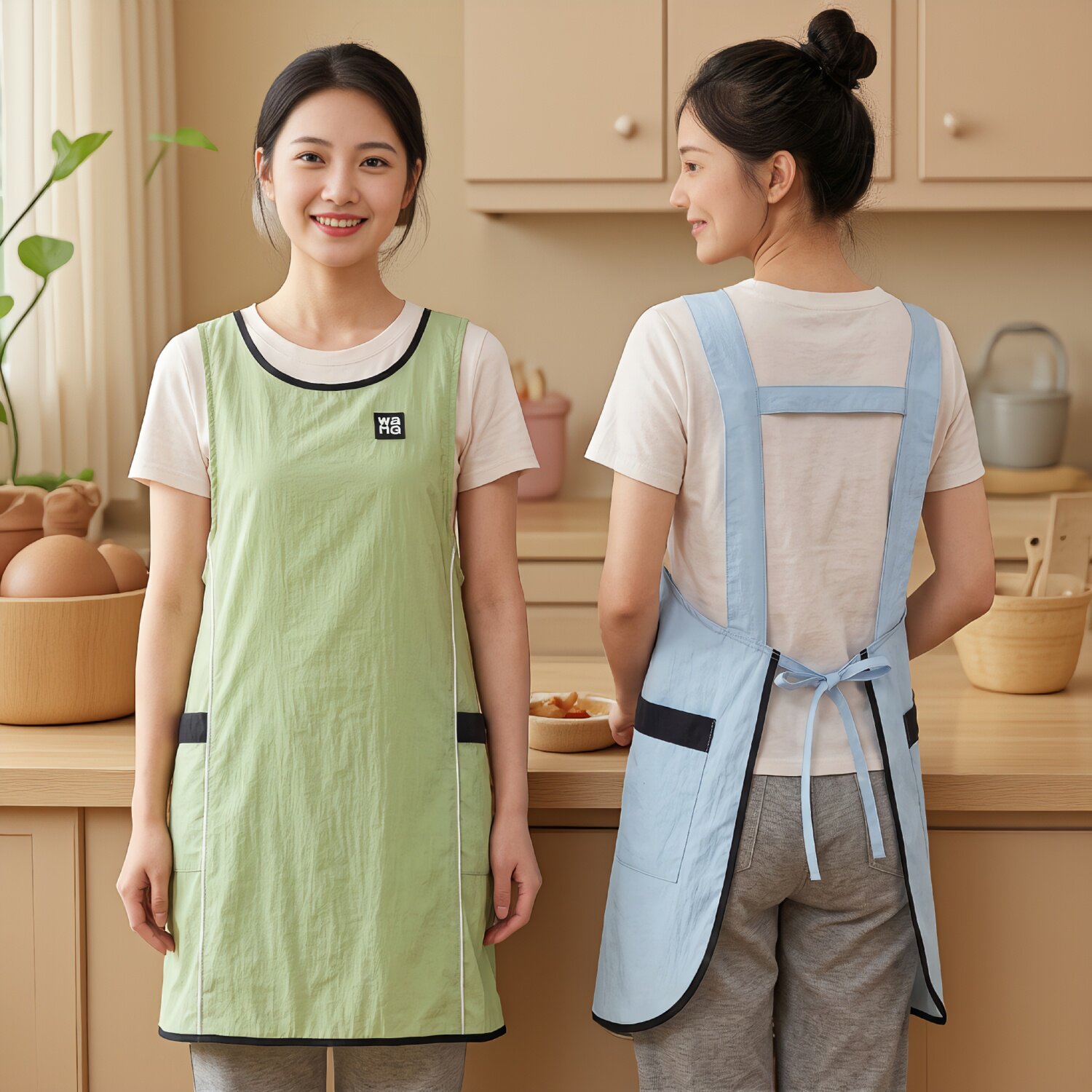 夏季轻薄透气耐脏背带围裙女