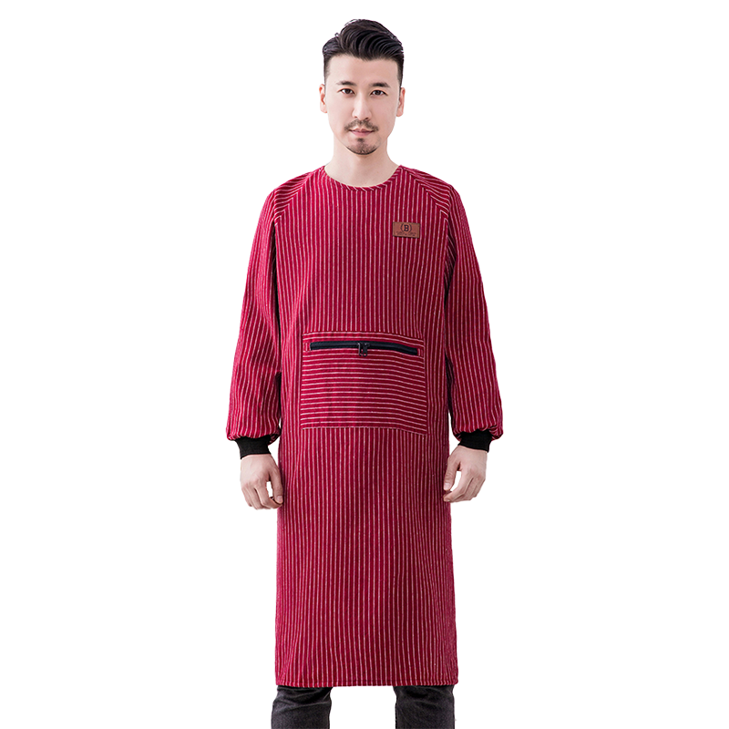 围裙家用厨房纯棉大码200斤加肥加大长袖女2025新款罩衣工作服男