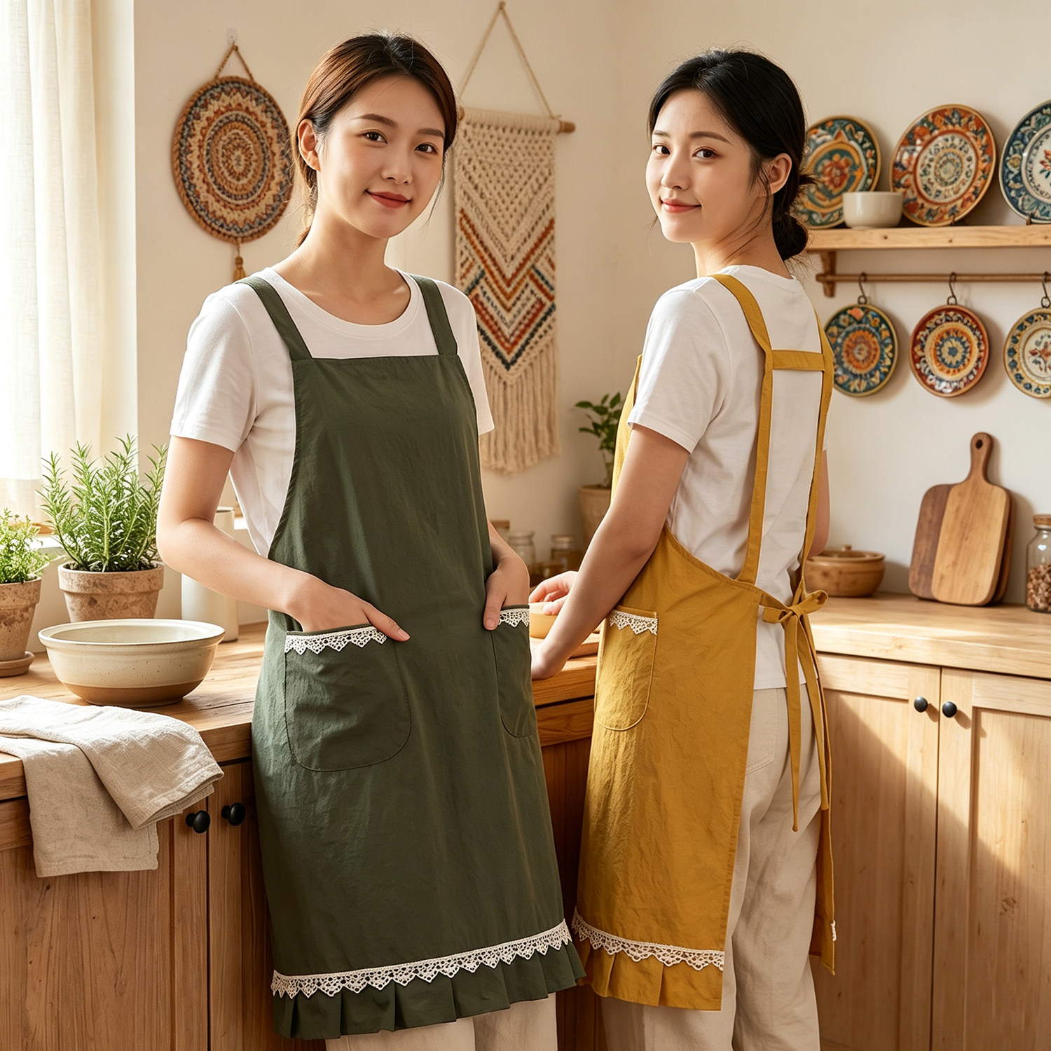 厨房家用轻薄防水防油透气围裙